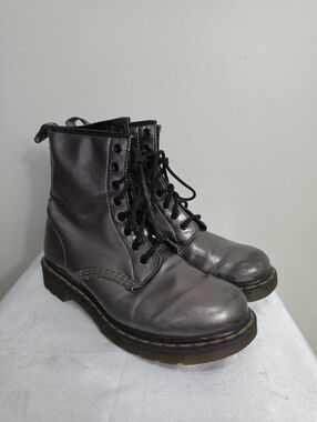 Dr. Martens Vintage Lace-Up Combat Boots in Gunmetal Gray